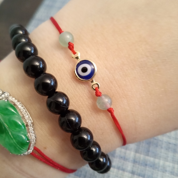 18K Yellow GoldFilled Evil Eye Red String Bracelet - Picture 3 of 7